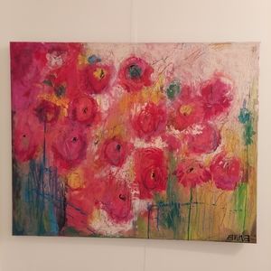 "Roses #1" Original Abstract Expressionism acrylic on canvas